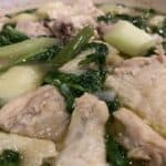 Chicken Tinola with Chayote and Spinach.