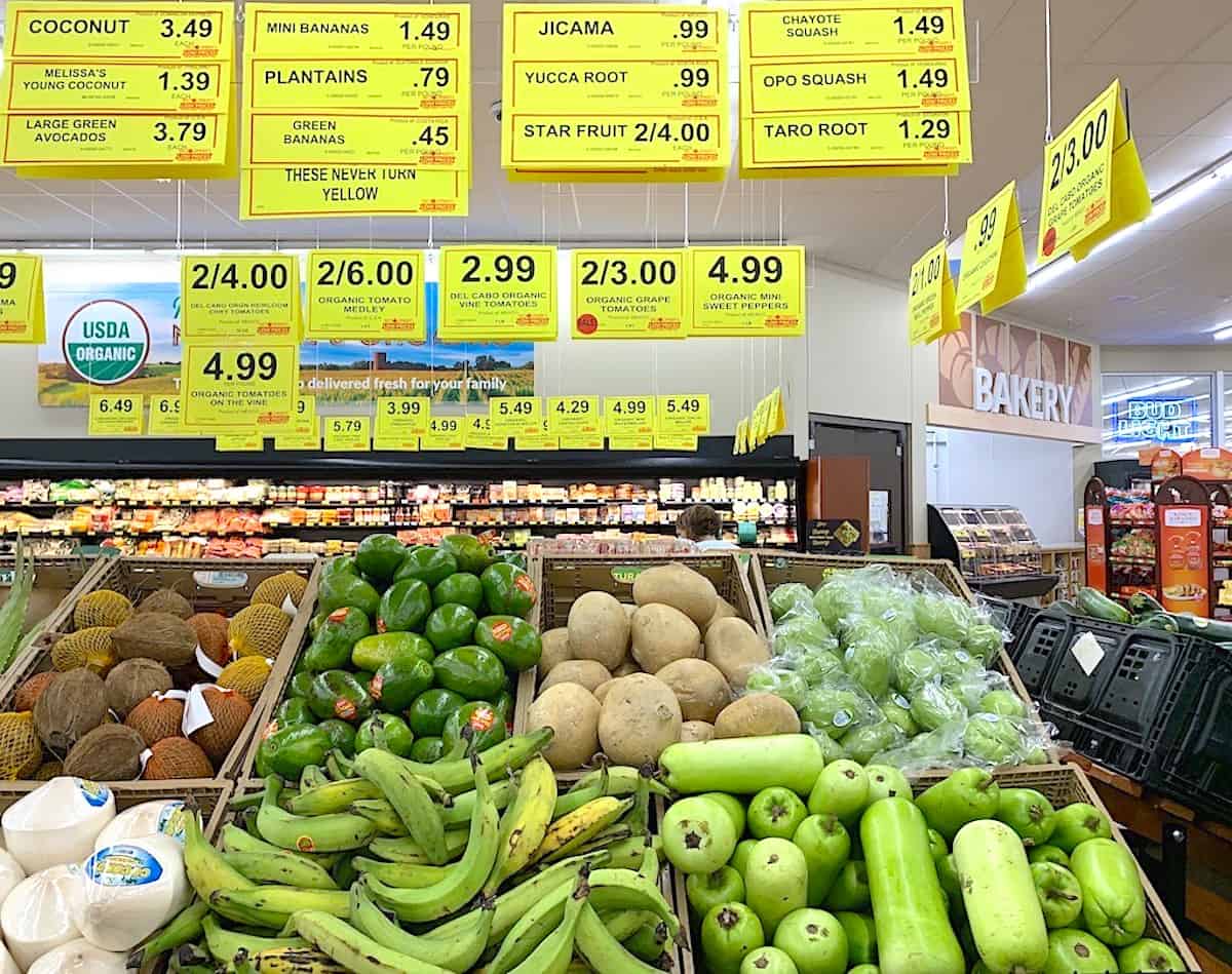 Picture of Opo squash and other exotic produce.