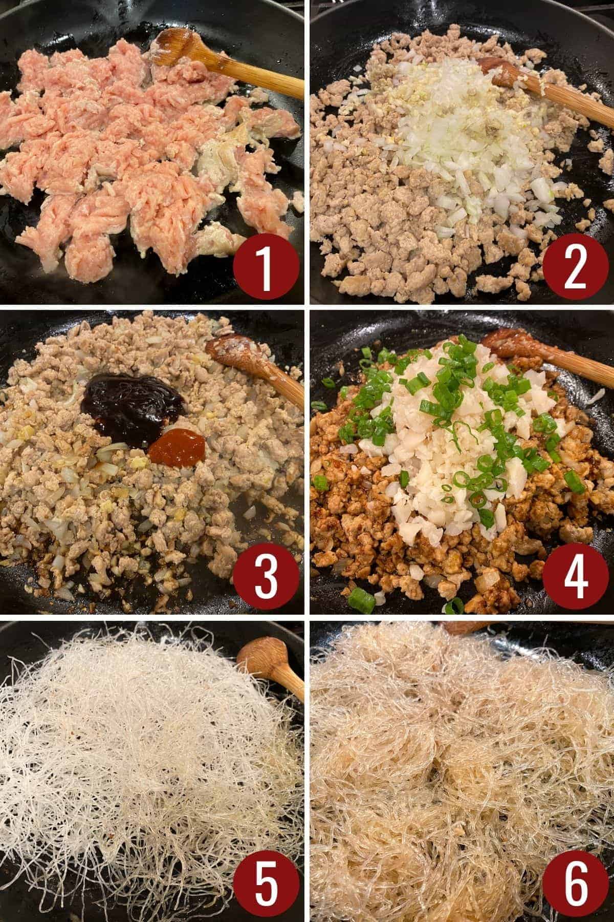 Steps to making PF Chang's copycat recipe for chicken lettuce wraps.