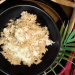 Garlic Fried Rice in black bowl.