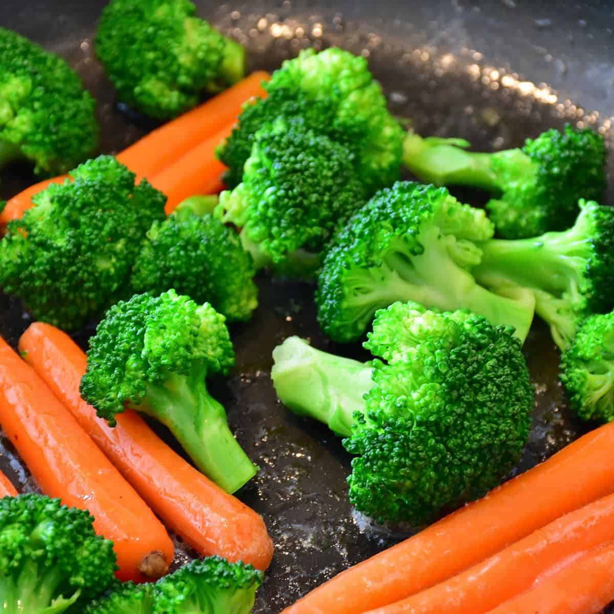 Blanched carrots and broccoli.