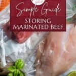 Storing marinated beef in sealed bags for Pinterest.