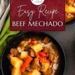Beef mechado with carrots and potatoes for Pinterest.