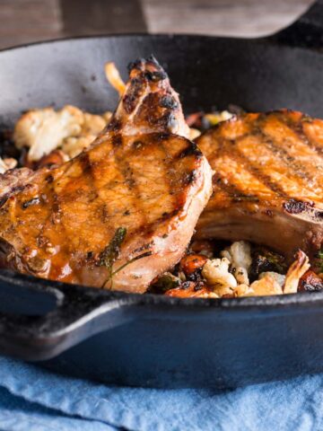 Easy barbecue pork chops in a cast iron skillet.
