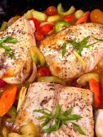 Sweet and Sour Fish Escabeche with vegetables.