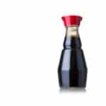 Soy sauce in a bottle.